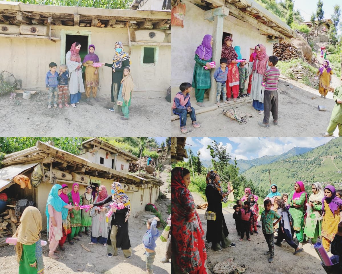 Mahila Shakti Kendra Doda distributed Sanitary Napkins and face mask's among girl's and women of far flung area of Thanala