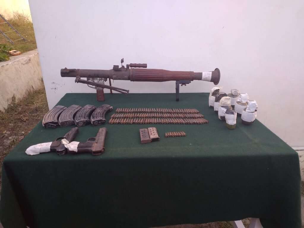 Kishtwar Police busted terrorist hideout, Huge cache of Arms ammunition recovered. (Photo: Imran Shah/CT)