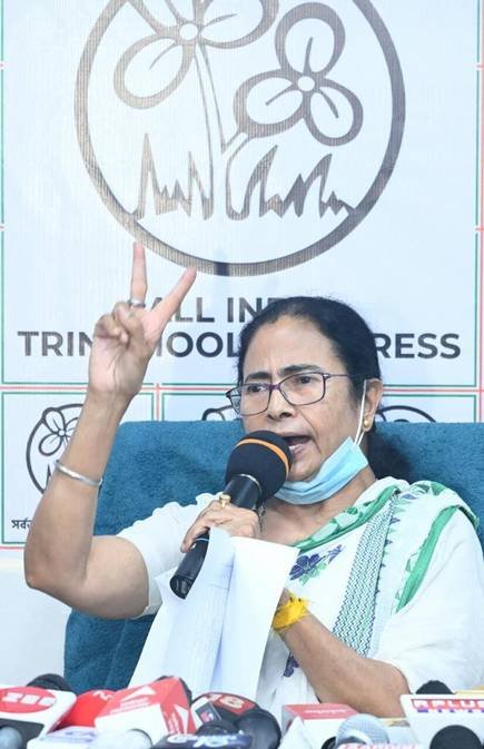 Chief Minister Mamata Banerjee speaking to the media on February 26