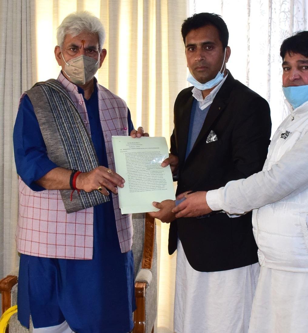 Majid Malik calls on Lt Governor, discuss district for Bhaderwah demand, various issues