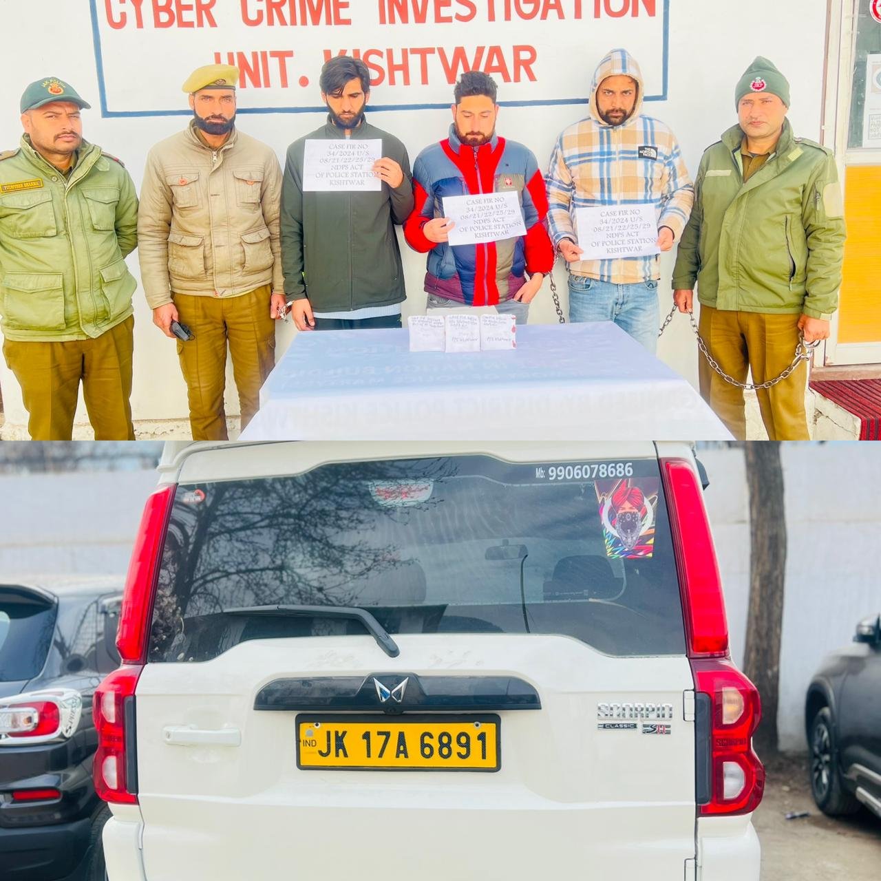 Kishtwar Police Bust Drug Smuggling Ring, Recovering 20 Grams of Heroin