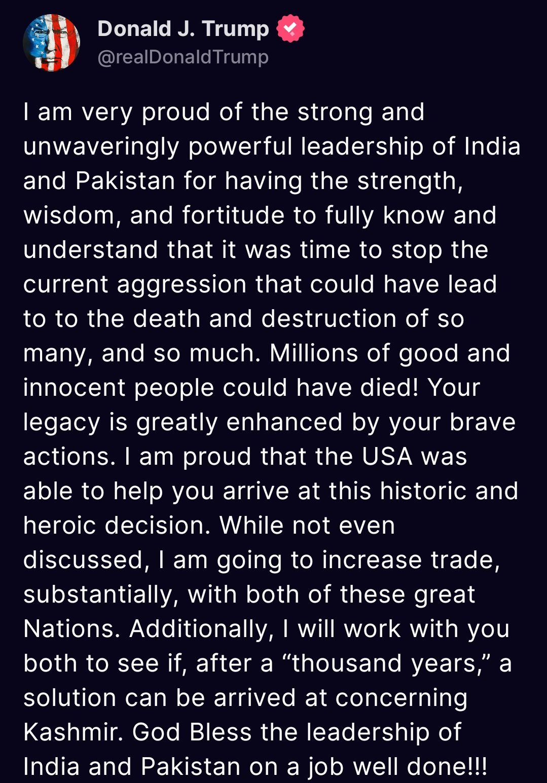 Trump Truth Social Post