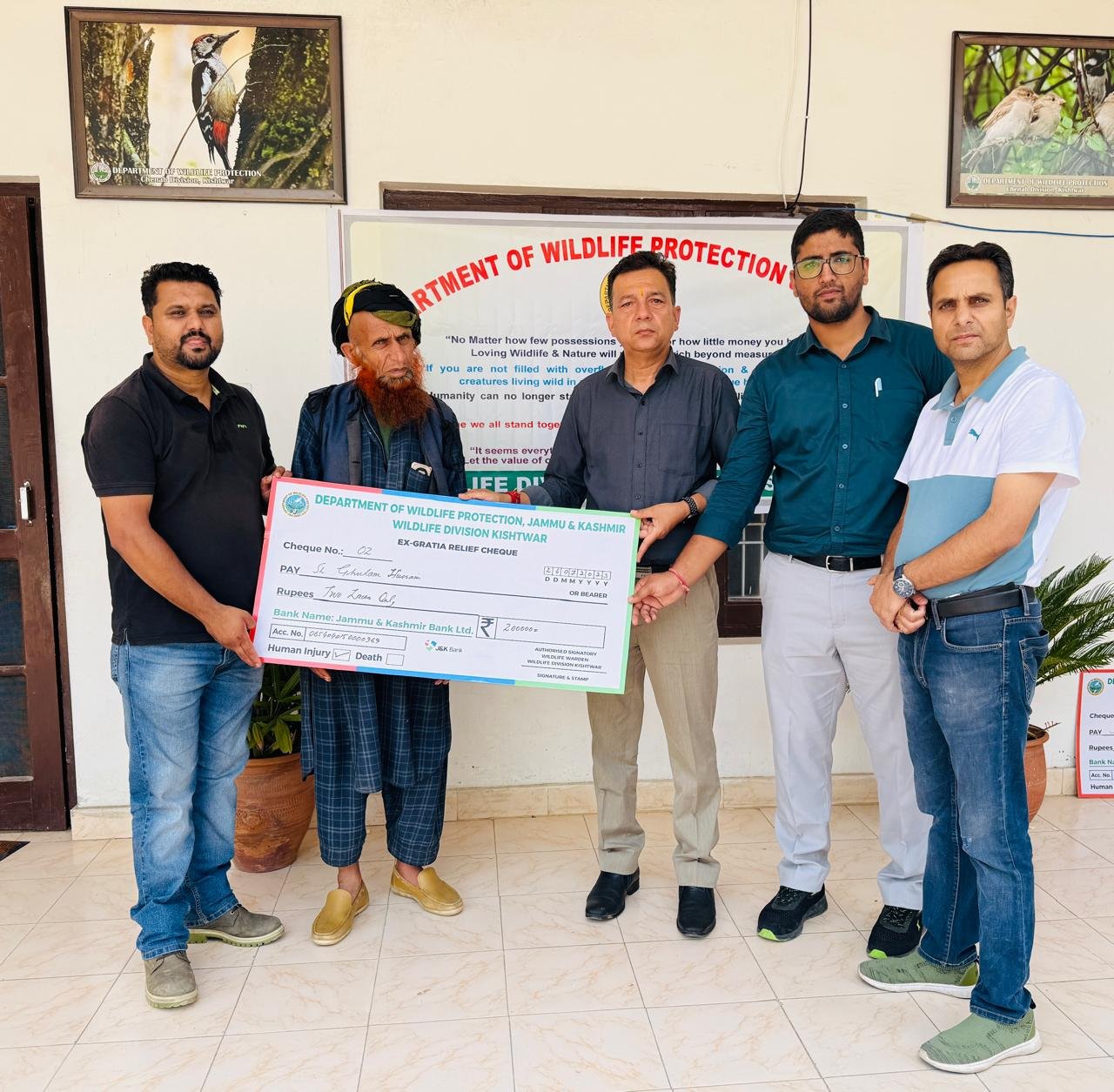 Wildlife Chenab Division Disburses ₹30.50 Lakh Compensation to Victims of Man-Animal Conflict in Kishtwar