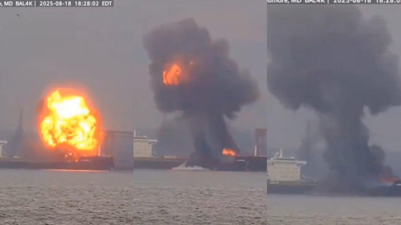 Explosion Reported as Cargo Ship Catches Fire in Baltimore Harbor