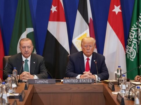 President Donald Trump attends a meeting with leaders of Qatar, Jordan, Turkey, Pakistan, Indonesia, Egypt, United Arab Emirates and Saudi Arabia, during the United Nations General Assembly in New York.