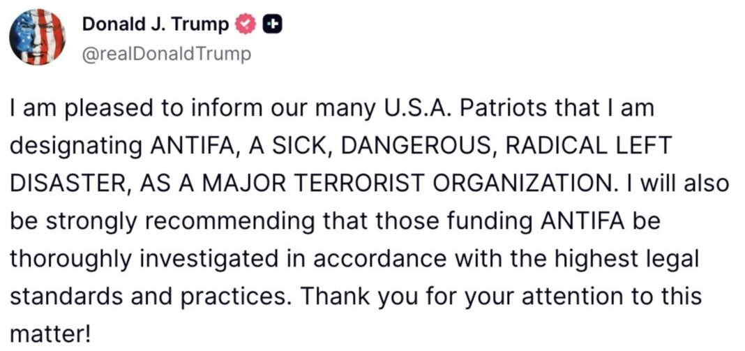 Trump Announces Plan to Designate Antifa as ‘Major Terrorist Organization’