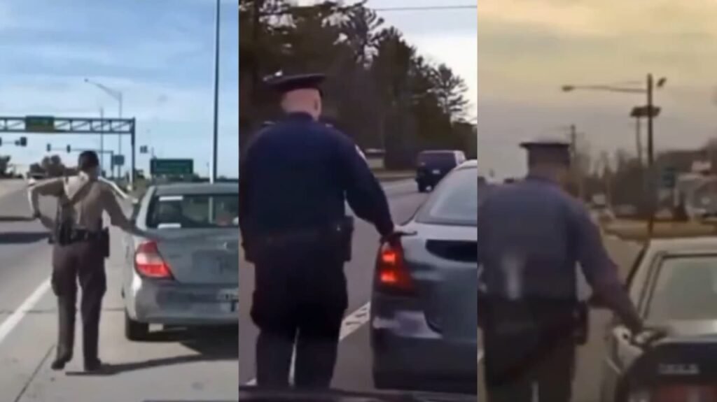 Why are the US police touching the cars?