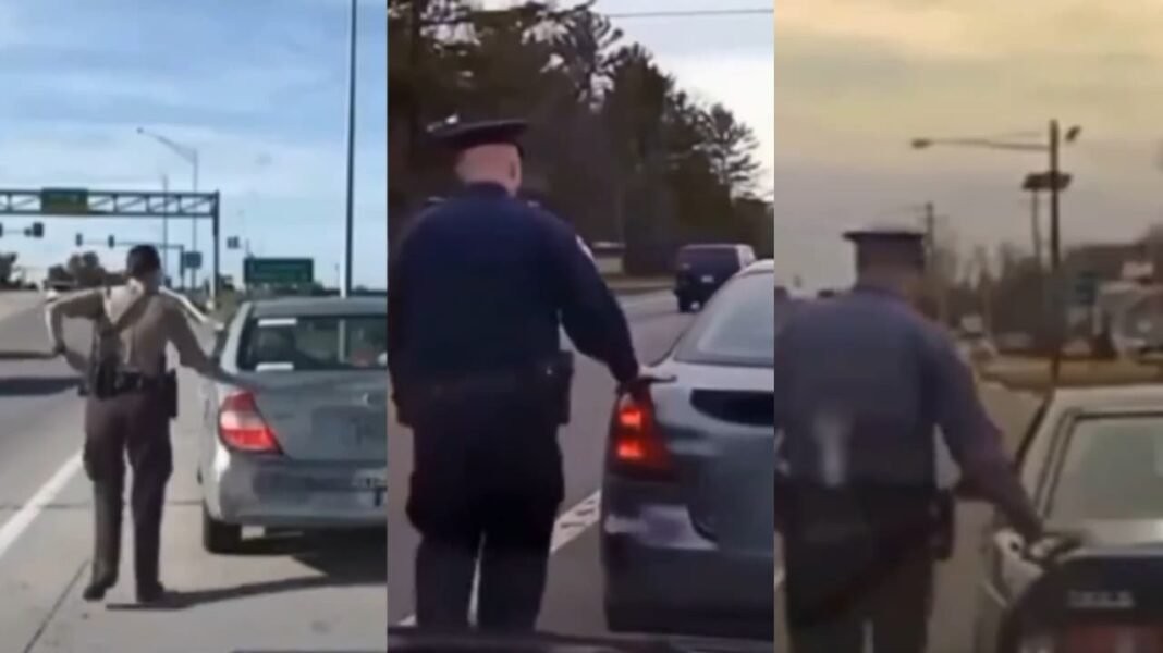 Why are the US police touching the cars?
