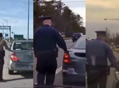 Why are the US police touching the cars?