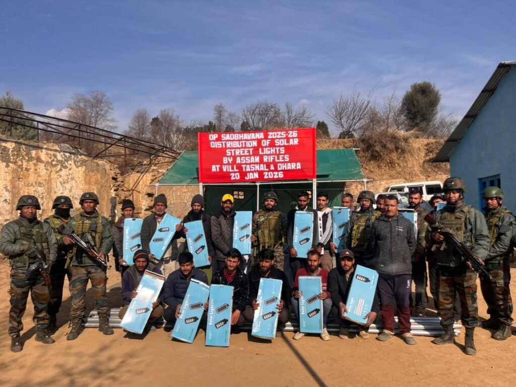 Under Operation Sadbhavana, troops install eco-friendly lighting in Tasnal and Dhara villages to boost safety, visibility and sustainable energy access in Jammu and Kashmir's Chenab Valley