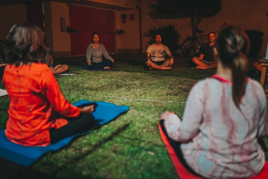 Vice President C.P. Radhakrishnan Highlights Inner Conflict and Meditation’s Role in Peace A group meditating cross-legged on grass during a peaceful evening outdoors.