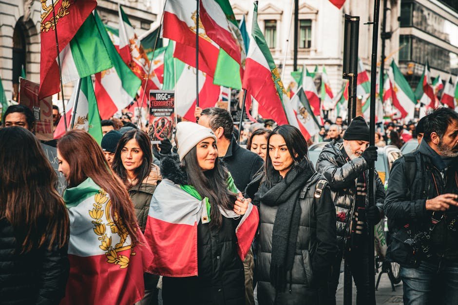 Iranian Delegation Faced Elevated Security Risks During Return from Pakistan Talks A vibrant street protest in London advocating for Iranian political change.