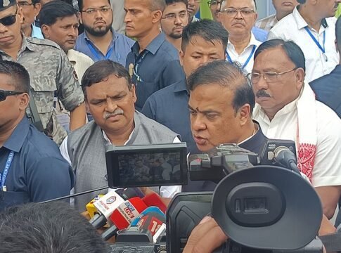 Himanta Biswa Sarma, HCM of Assam, responding to media during an event at Guwahati-3