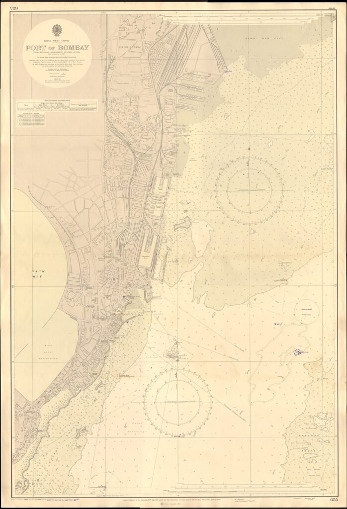 Nautical chart of the Port of Bombay. Not current - not to be used for navigation!