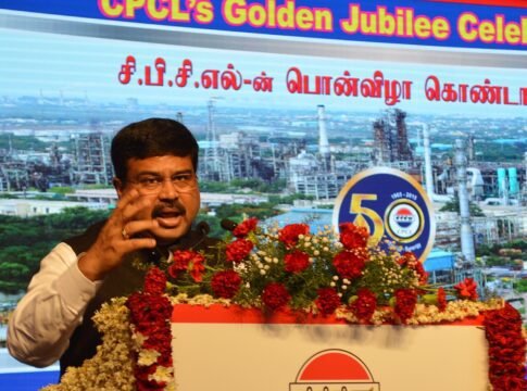 The Minister of State for Petroleum and Natural Gas (Independent Charge), Shri Dharmendra Pradhan addressing the gathering on the occasion of the Golden Jubilee Celebrations of Chennai Petroleum Corp…