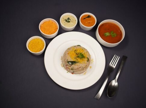 Delicious South Indian breakfast served with assorted chutneys and sambar. Delicious South Indian breakfast served with assorted chutneys and sambar.