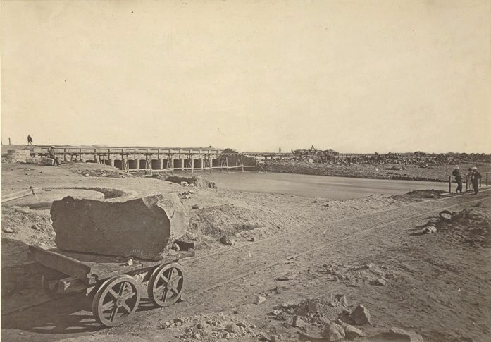 Image of Agra Canal, Headworks. Unknown Photographer c. 1871-73. Photograph from Crofton Collection: 'Public works including the Manora Breakwater and the River Son canal system' taken by an unknown …