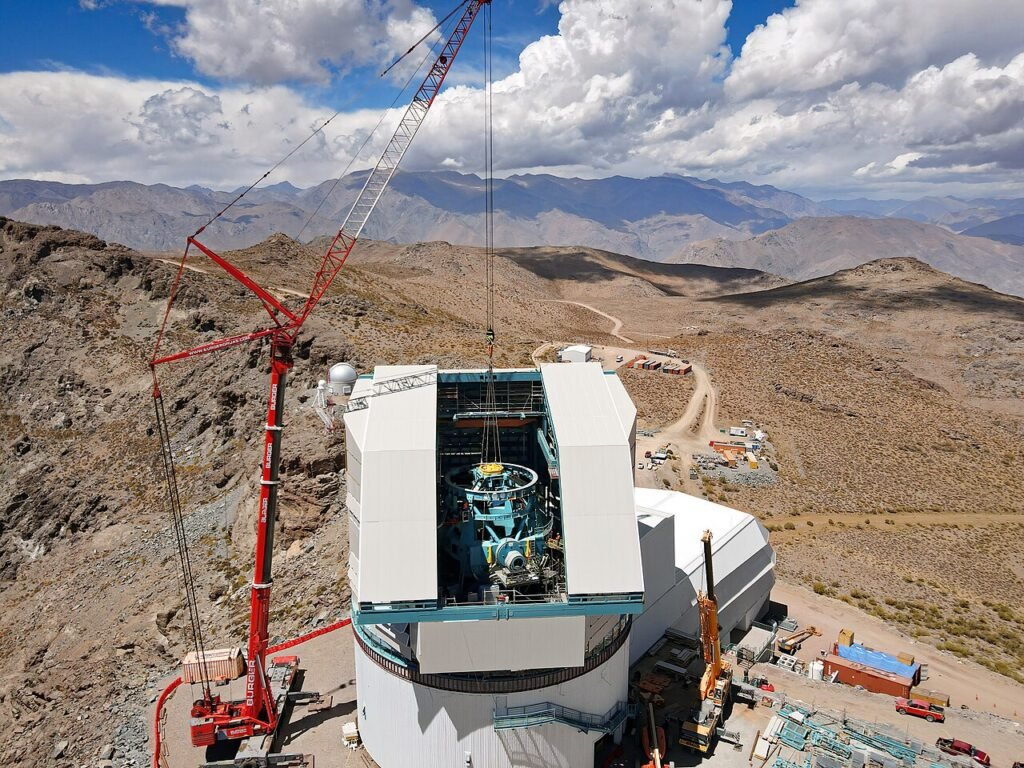 On 2 March 2021 at Vera C. Rubin Observatory in Chile, the top-end assembly for the telescope was lowered through the observatory enclosure by a giant, 500-ton capacity crane. The top-end assembly ho…