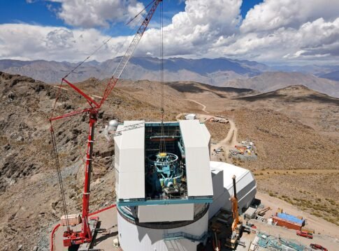 On 2 March 2021 at Vera C. Rubin Observatory in Chile, the top-end assembly for the telescope was lowered through the observatory enclosure by a giant, 500-ton capacity crane. The top-end assembly ho…