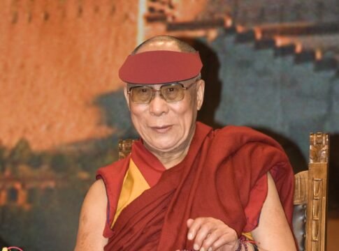 Tenzin Gyatso, the fourteenth and current Dalai Lama, is the leader of the exiled Tibetan government in India. He was awarded the Nobel Peace Prize in 1989. Photographed during his visit in Cologno M…