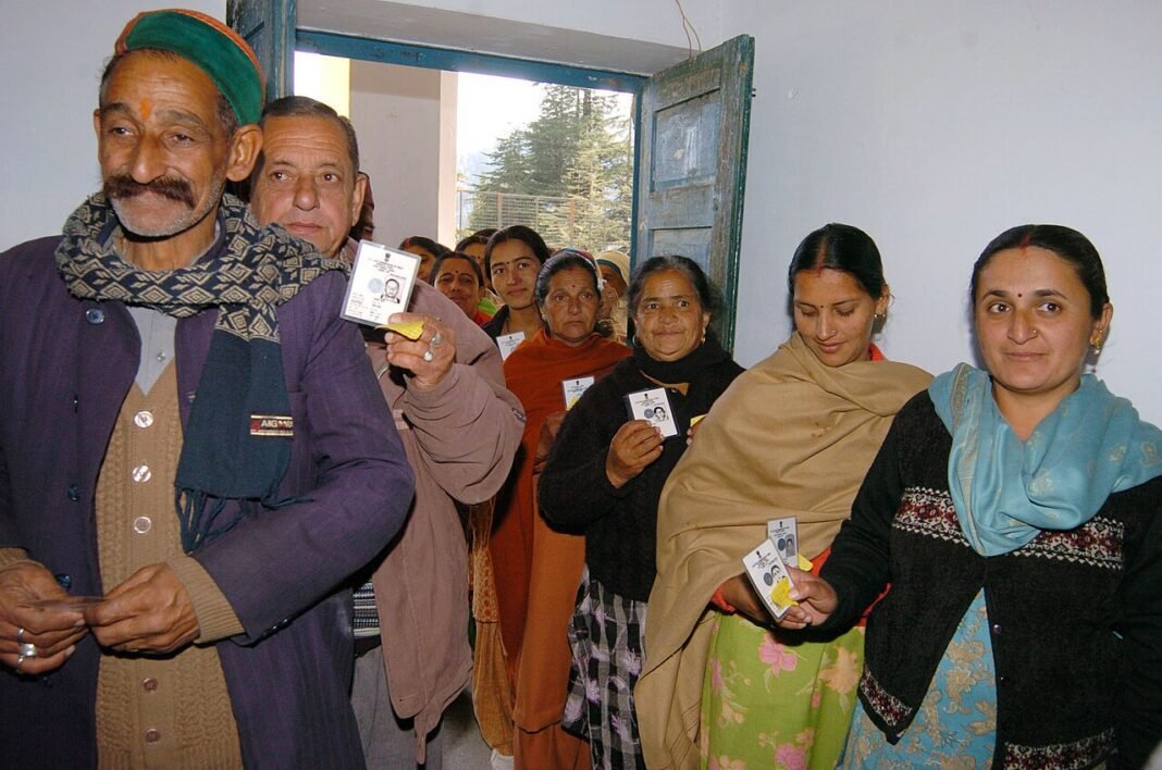 Himachal Pradesh: Dharamshala Civic Polls See Moderate Turnout Amidst Tight Security Voters are displaying their identity cards at a polling station, during 2nd phase of Himachal Pradesh Assembly Election-2007, on December 19, 2007.