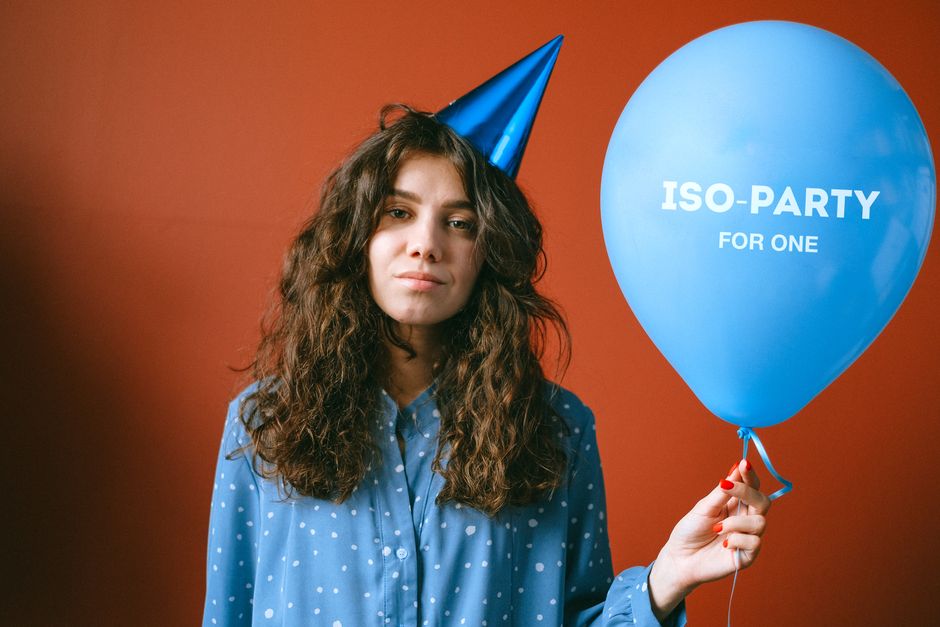 Jammu and Kashmir: AIP to consult cadre on Engineer Rashid’s MP resignation A young woman wearing a party hat holding a balloon that says 'ISO-PARTY FOR ONE.'
