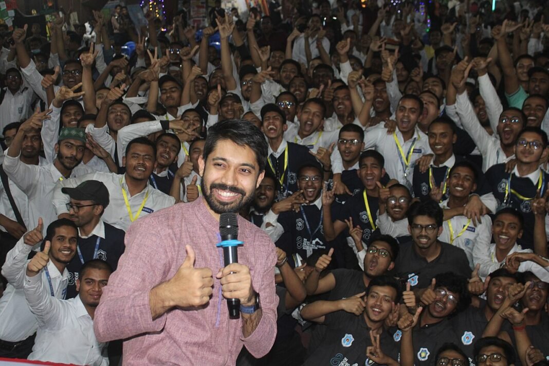 Jammu and Kashmir Leader Demands Strict Measures to Prevent NEET Paper Leaks Amidst Telegram Ban Concerns Ayman Sadiq and excited students at the closing ceremony of 8th DCSC National Science Festival 2023 organized at Dhaka College.