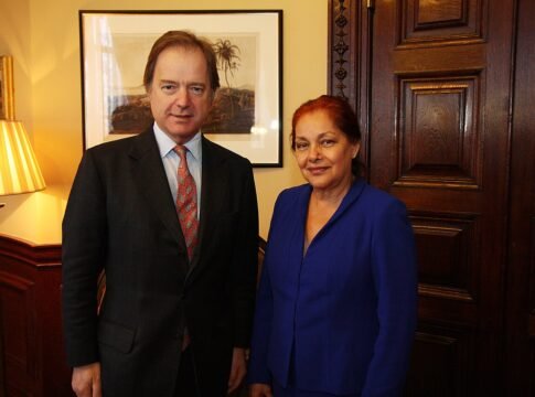Foreign Office Minister Hugo Swire meeting Rocio Maniero, the Ambassador of the Bolivarian Republic of Venezuela to the UK, 15 January 2015.