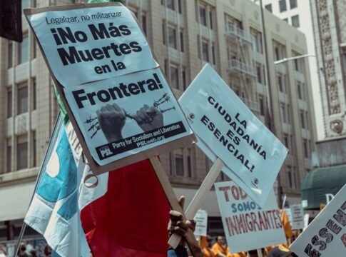 Protesters in Los Angeles rally for immigration rights with powerful messages on signs. Protesters in Los Angeles rally for immigration rights with powerful messages on signs.