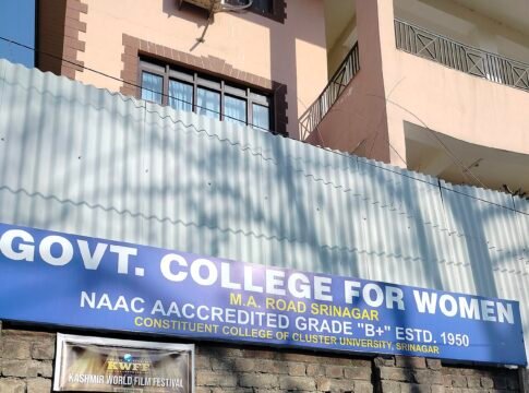Signboard of Government College for Women, M.A. Road, Srinagar on its college wall. Signboard of Government College for Women, M.A. Road, Srinagar on its college wall.