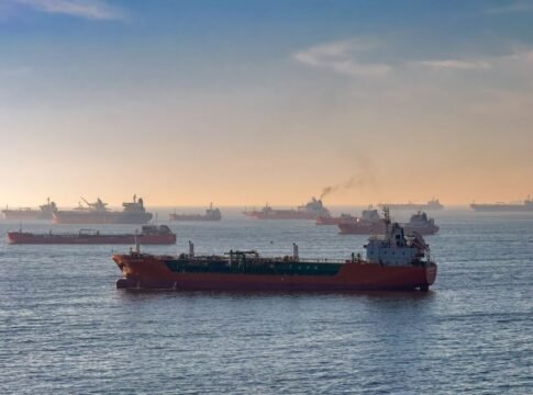 Cargo ships and oil tankers on the Bosporus strait, capturing global trade and maritime logistics at sunset. Cargo ships and oil tankers on the Bosporus strait, capturing global trade and maritime logistics at sunset.