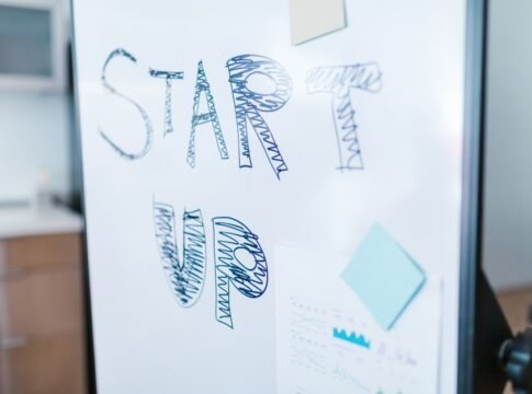 Creative startup concept handwritten on a whiteboard, symbolizing innovation in business. Creative startup concept handwritten on a whiteboard, symbolizing innovation in business.