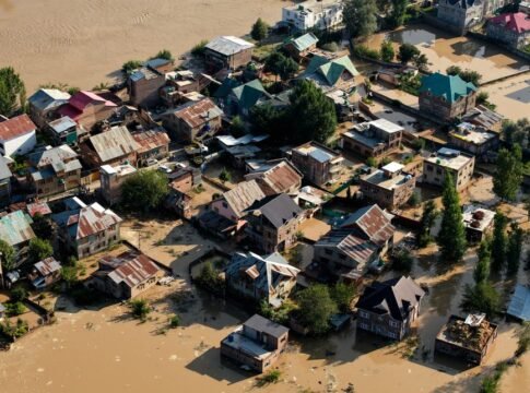 Drone captures devastating flooding in a rural village in Kashmir. Drone captures devastating flooding in a rural village in Kashmir.