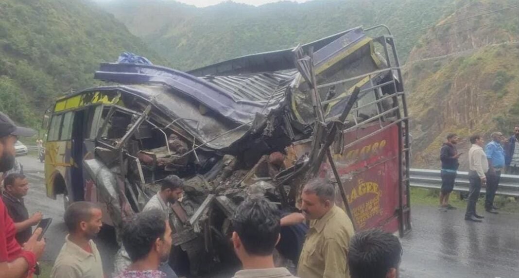 Two Killed, Dozens Injured After Boulder Crushes Bus on NH-244 in Doda Two Killed, Dozens Injured After Boulder Crushes Bus on NH-244 in Doda