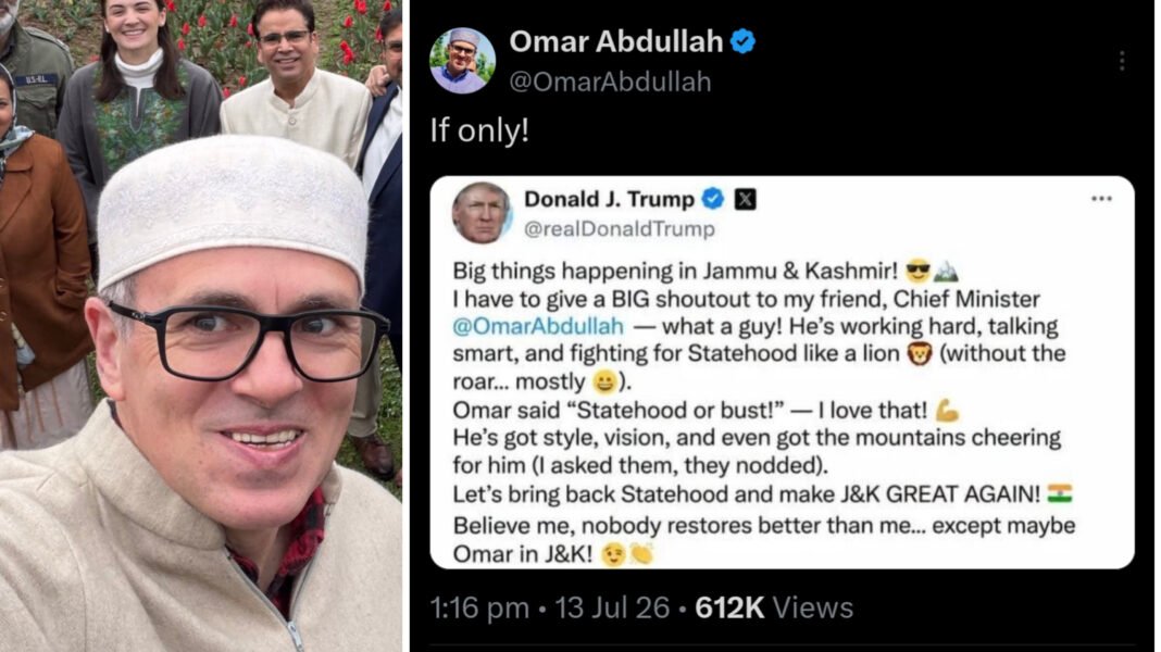 Omar Abdullah’s ‘If Only!’ Post Featuring AI-Generated Trump Message Sparks Online Debate Over J&K Statehood Omar Abdullah’s ‘If Only!’ Post Featuring AI-Generated Trump Message Sparks Online Debate Over J&K Statehood