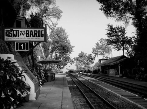 Scenic view of Barog Railway Station, Himachal Pradesh, India, captured in stunning black and white. Scenic view of Barog Railway Station, Himachal Pradesh, India, captured in stunning black and white.