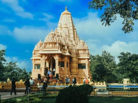 A captivating view of the Shashwat Dham, a famous Hindu temple in Devachuli, Nepal. A captivating view of the Shashwat Dham, a famous Hindu temple in Devachuli, Nepal.