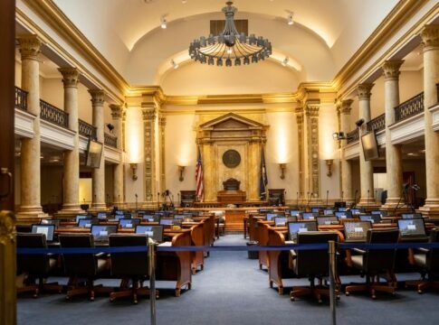 A grand government chamber with elegant columns and seating. Perfect for politics or architecture themes. A grand government chamber with elegant columns and seating. Perfect for politics or architecture themes.