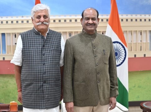 Bala Ram Choudhary with Lok Sabha Speaker Om Birla