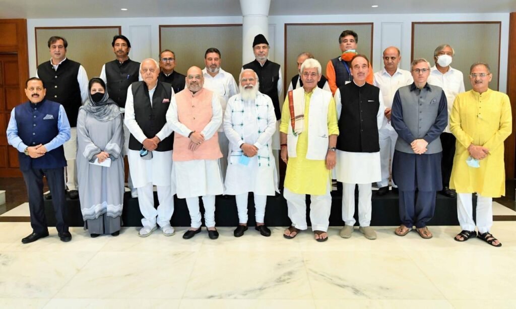 Delegates of the All-Party Meeting on Jammu and Kashmir meet at the Prime Minister's residence in New Delhi, India. Member's of the group include Prime Minister Narendra Modi, Home Minister Amit Shah…