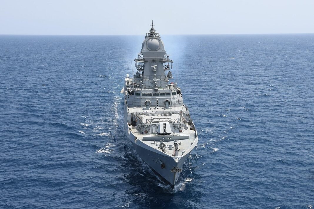 Indian Navy Leases Two MQ-9B Sea Guardian Drones from US Firm for Maritime Surveillance INS Imphal (D68) of Indian Navy Western Fleet