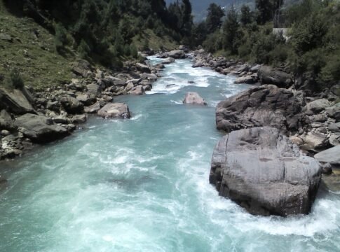 River Nallah Sindh, in Ganderbal of Kashmir Valley. Seen from a foothpath bridge at Gund River Nallah Sindh, in Ganderbal of Kashmir Valley. Seen from a foothpath bridge at Gund