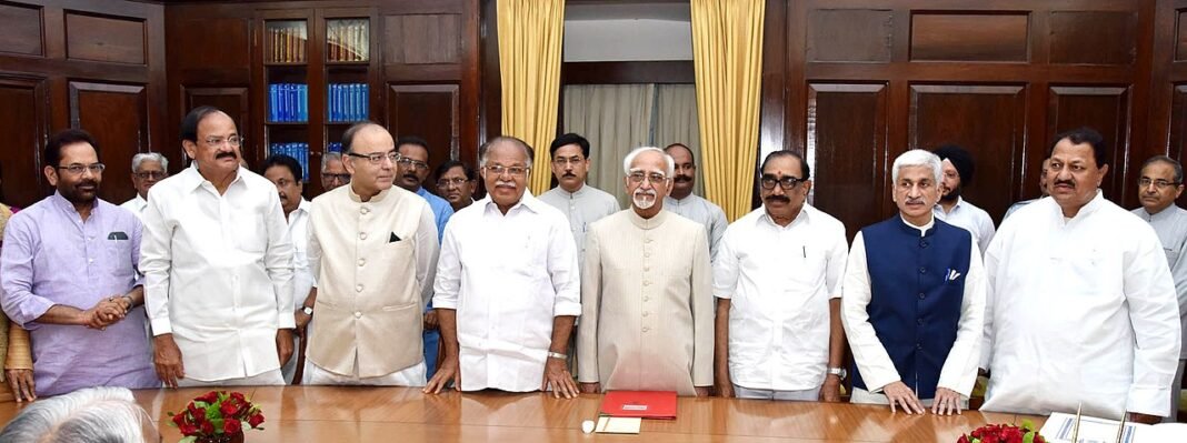 Andhra Pradesh: Former YSRCP Leader Vijayasai Reddy Announces New Political Party The Vice President and Chairman, Rajya Sabha, Shri M. Hamid Ansari with the newly elected Members of Rajya Sabha, Shri Lakshmikanta Rao Voditela, Shri Venumbaka Vijaya Sai Reddy and Shri Srinivas Dha…