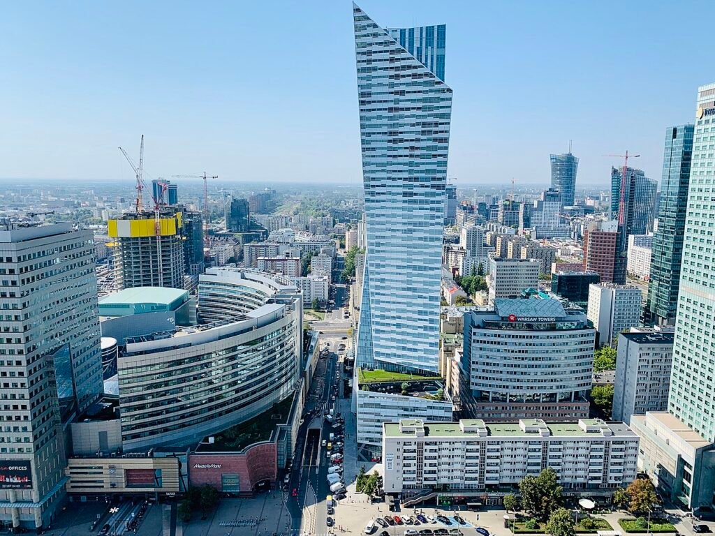 Views from Palace of Culture and Science in Warsaw, Poland, 2019
