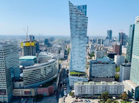 Views from Palace of Culture and Science in Warsaw, Poland, 2019