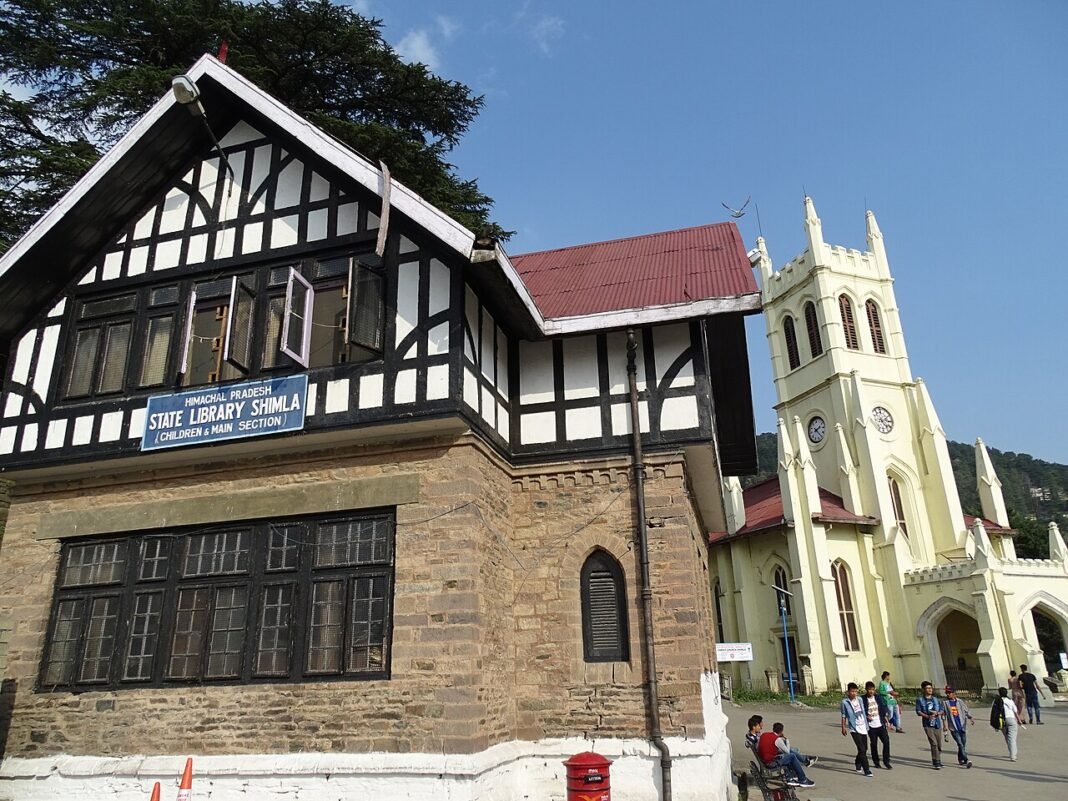 Himachal Pradesh Digitises 1.7 Million Pages of Historical Records Facades of State Library and Christchurch Cathedral - The Mall - Shimla - Himachal Pradesh - India