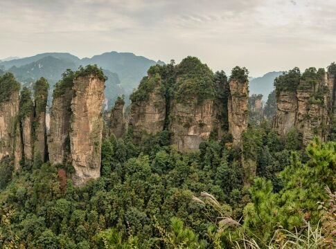 Five fingers peak. Quartzite sandstone Huangshizhai Zhangjiajie Wulingyuan Hunan, China. Panorama 2012. Five fingers peak. Quartzite sandstone Huangshizhai Zhangjiajie Wulingyuan Hunan, China. Panorama 2012.