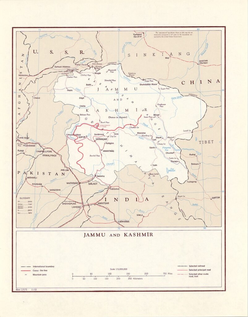 Includes Cease-fire line and mountain passes.