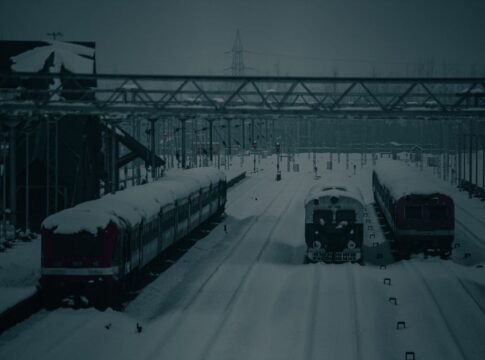 Snow-covered trains at Mirgund railway station during winter in Kashmir. Snow-covered trains at Mirgund railway station during winter in Kashmir.