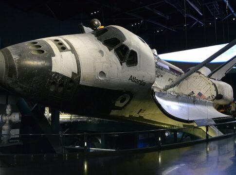 The Space Shuttle Atlantis displayed at the Kennedy Space Center Visitor Complex in Merritt Island, Florida (USA).